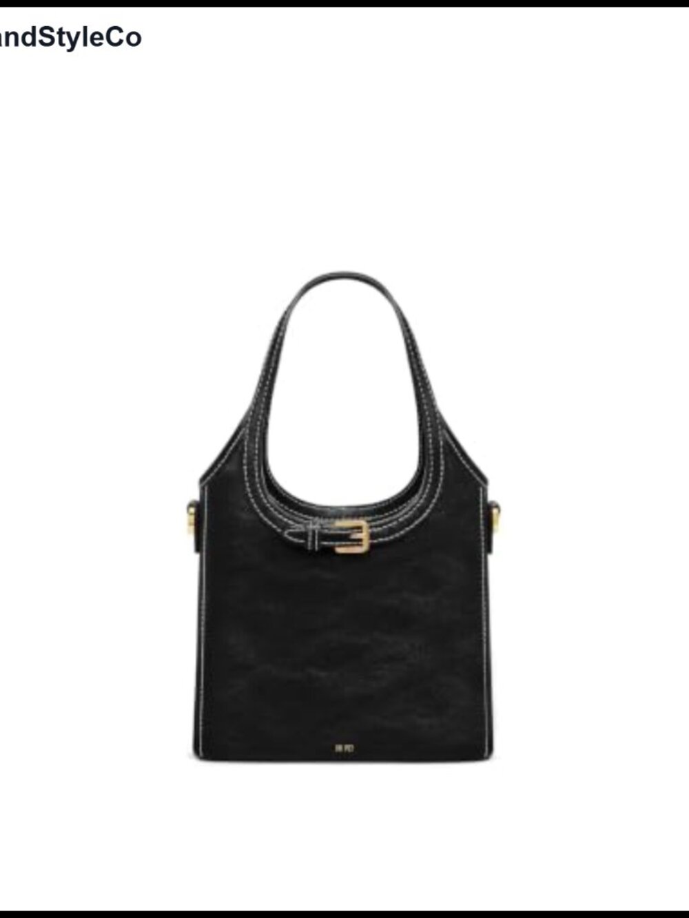 Vegan Leather Mini Top Handle Belted Crossbody Bag Gold Hardware